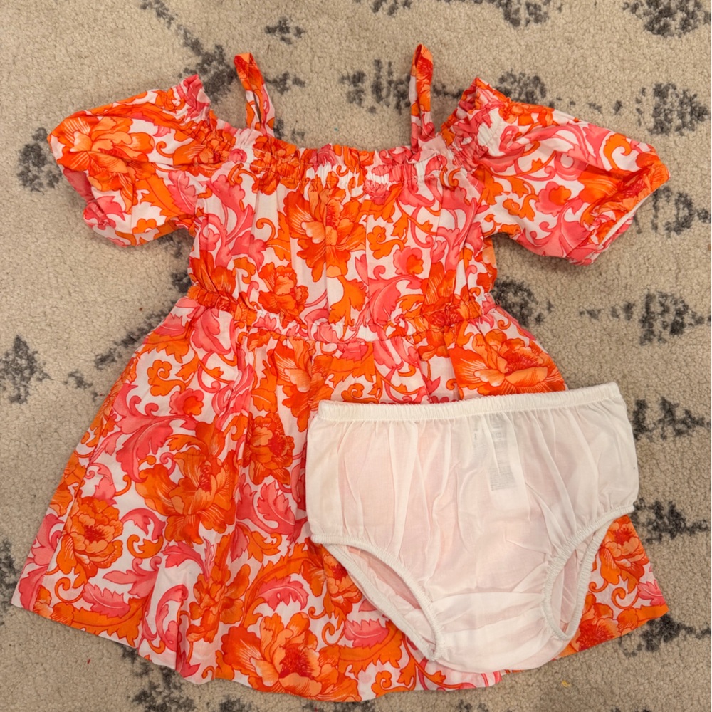 Janie and Jack Orange and Pink Floral Dress